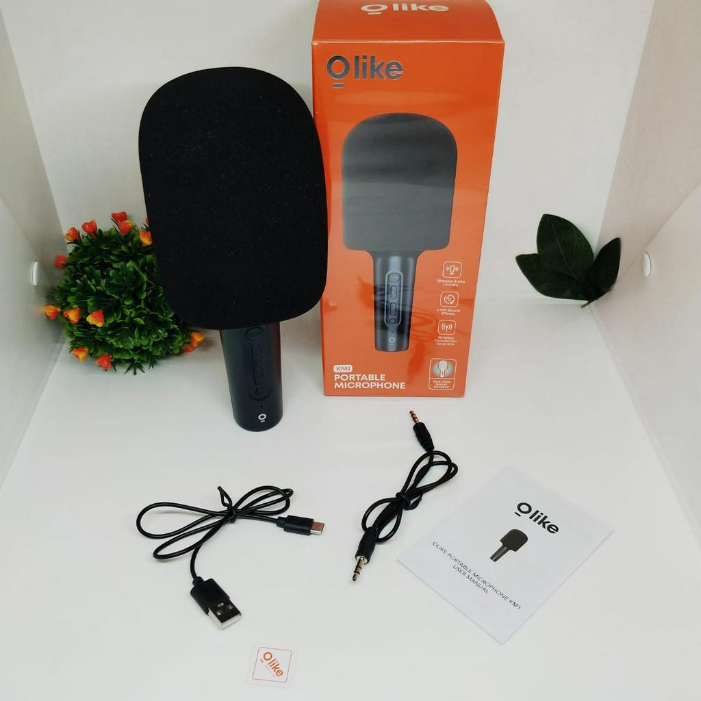 Olike KM1 Microphone Portable Bluetooth 5.0 Mic Combo Smart Karaoke MIC VIRAL SUPER BASS