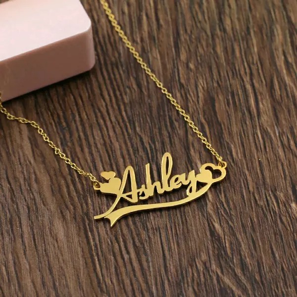 Kalung Nama Unik Lapis Emas + Love