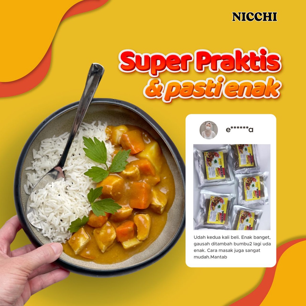 NICCHI Bumbu Kare Jepang 100g - Halal NO MSG - Sapi / Ayam / Anak - Golden Curry Bumbu Masak Instan Kari