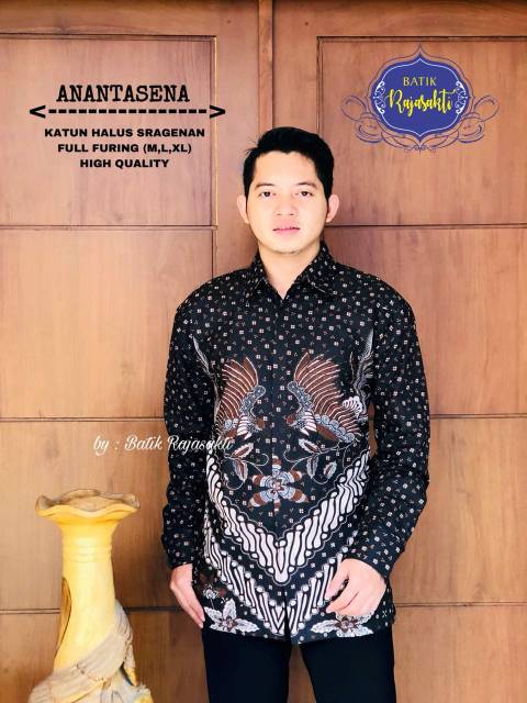 Batik Solo ANANTASENA COLET Kemeja Pria Katun Halus Sragenan Full Furing