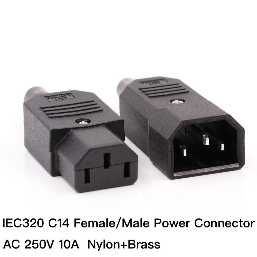 QUINTON Steker Kabel Lurus IEC Wadah Colokan Stop Kontak 3pin 10A 250V Power Connector