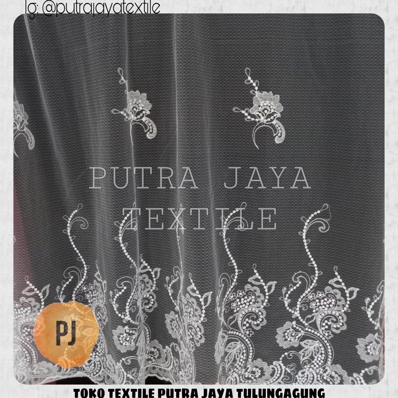 KAIN TILE BROKAT PAYET WARNA PUTIH L1,40m (harga per 0,5m)