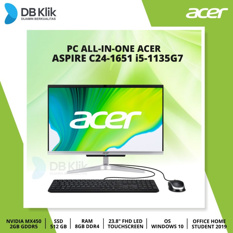 PC AIO ACER Aspire C24-1651 i5-1135G7 8/512G MX450 W10+OHS 23.8&quot; Touch