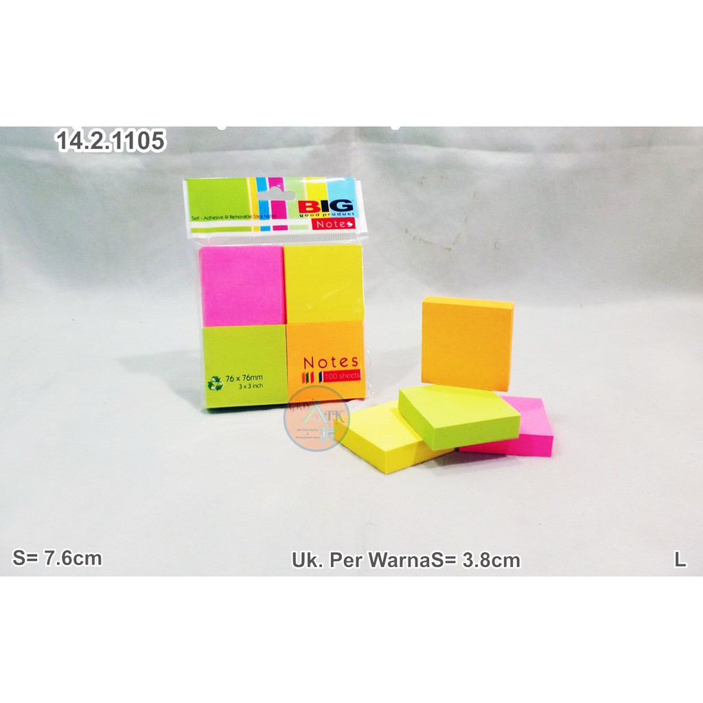 

Sticky Note Post It BIG 4 Warna Ukuran 76 x 76 mm Murah