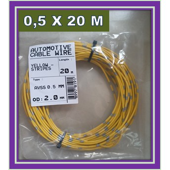 KABEL BINTIK 0,5 MM KUNING / KABEL BODY MOBIL / KABEL 0.5 MM SERABUT TEMBAGA UNTUK MOBIL / MOTOR /KA