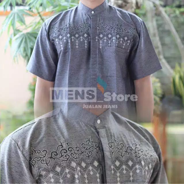 Ezpata Baju muslim Koko taqwa Pria Dewasa Murah Lengan Pendek Warna Motif Bordir Bahan Katun