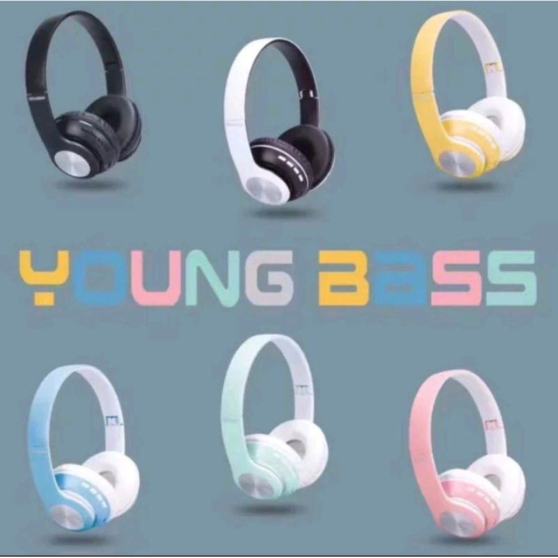 (P) Headphone Bluetooth Macaron 66BT Wireless Young Bass