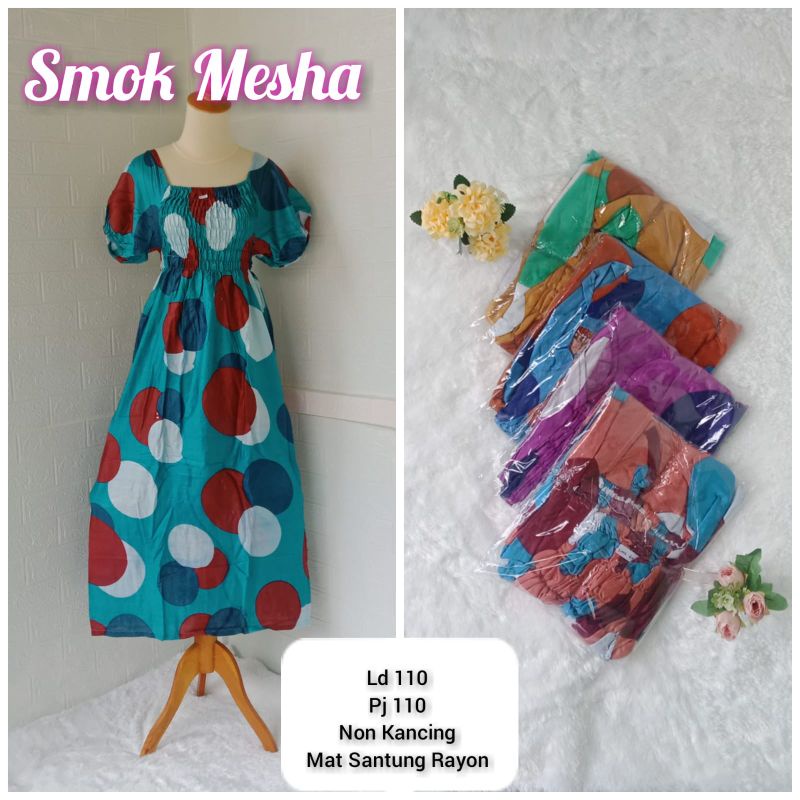 Daster Wanita Smok Mesha /Grosir Daster Rayon Solo