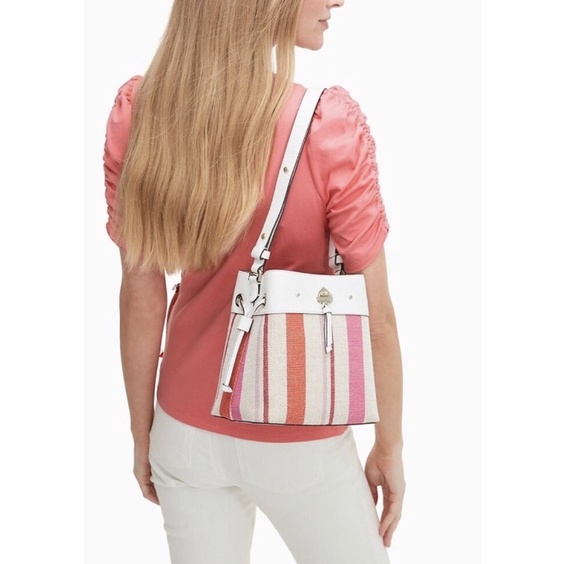 kate spade Marti Small Bucket Stripe Canvas