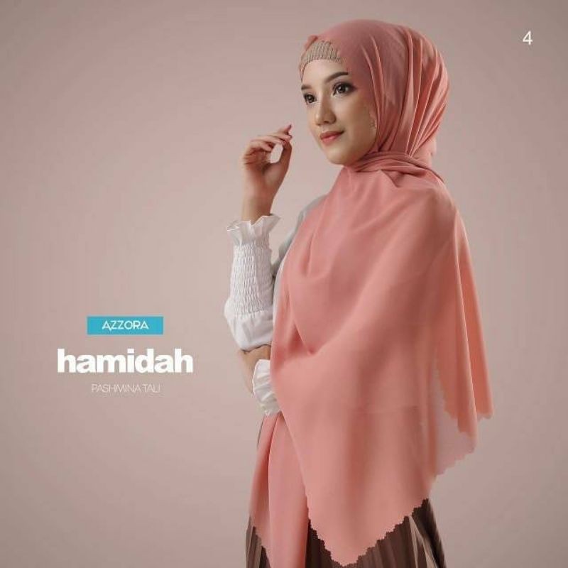 Hamidah pastal pasmina tali ceruty Pink Salem by azzora hijab jilbab khimar instan