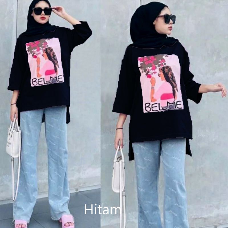 atasan jumbo oversize belme top bahan kaos combed 24s/atasan viral tiktok 2022 blouse terlaris2022/baju kaos wanita muslim kekinian