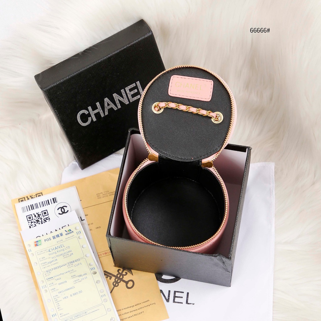 CH  Small Vanity Whit Chain Lambskin &amp;  Gole Tone Metal #66666
