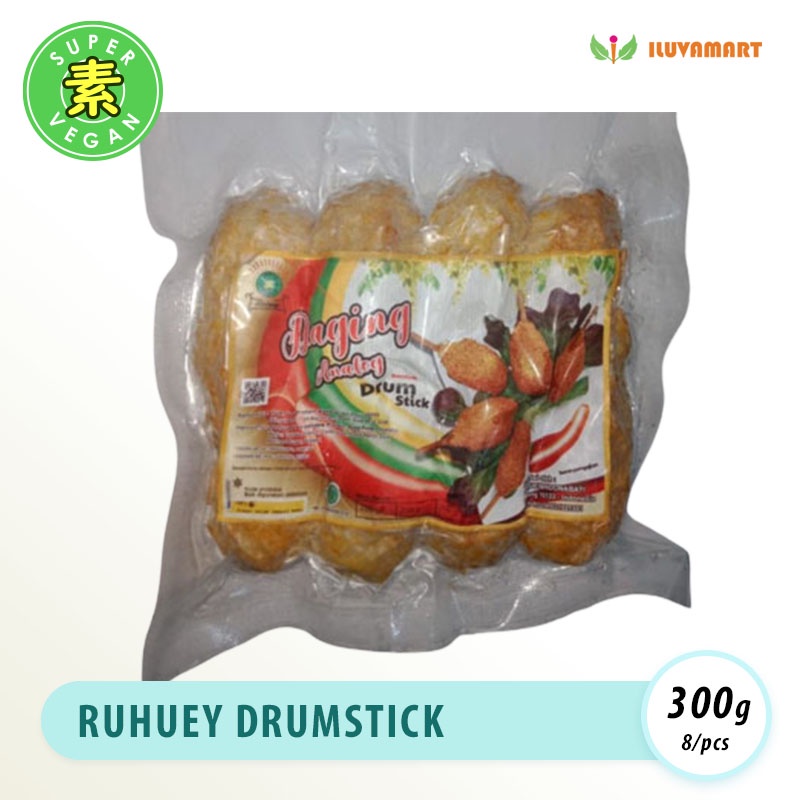 

Ruhuey DRUMSTICK VEGAN 8 Pcs Daging Analog Paha Ayam Lidi BPOM Halal MUI Chicken Stick Soya Kedelai