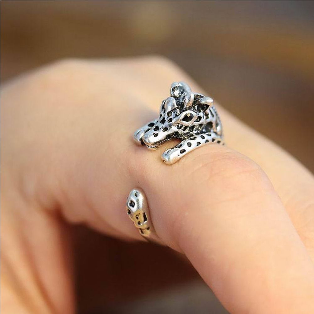 MXBEAUTY Vintage Open Finger Ring Burnished Retro Jewelry Animal Ring Cuff Wrap Silver Planted Anti-Silver Gifts Lovely Adjustable Giraffe/Multicolor