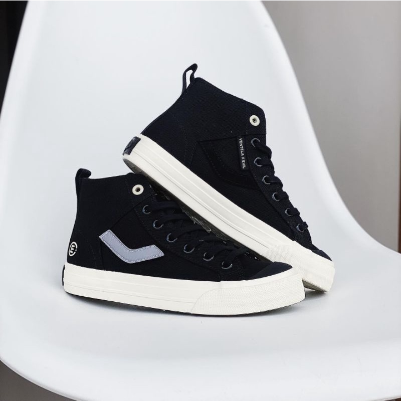 Sepatu ventela evil x papa pading high black natural  original