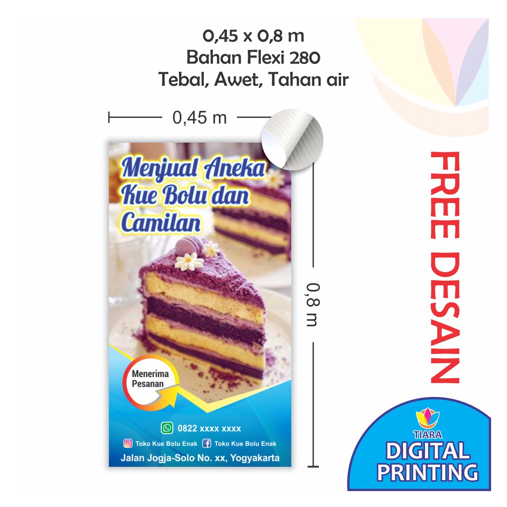 Jual Spanduk Toko Kue Ukuran 0