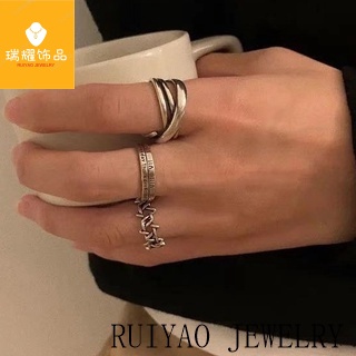 Cincin Model Terbuka Desain Angka Romawi Gaya Hip Hop Korea Untuk Wanita