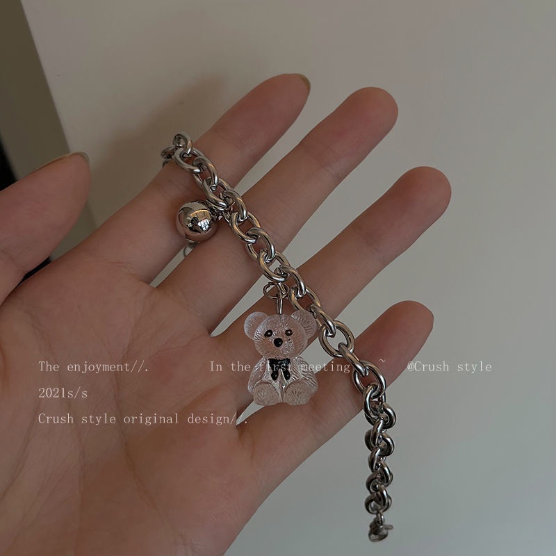 Cute Resin bear girlfriends' gelang wanita 2021 baru fashion ins sederhana gaya dingin Temperamen ma