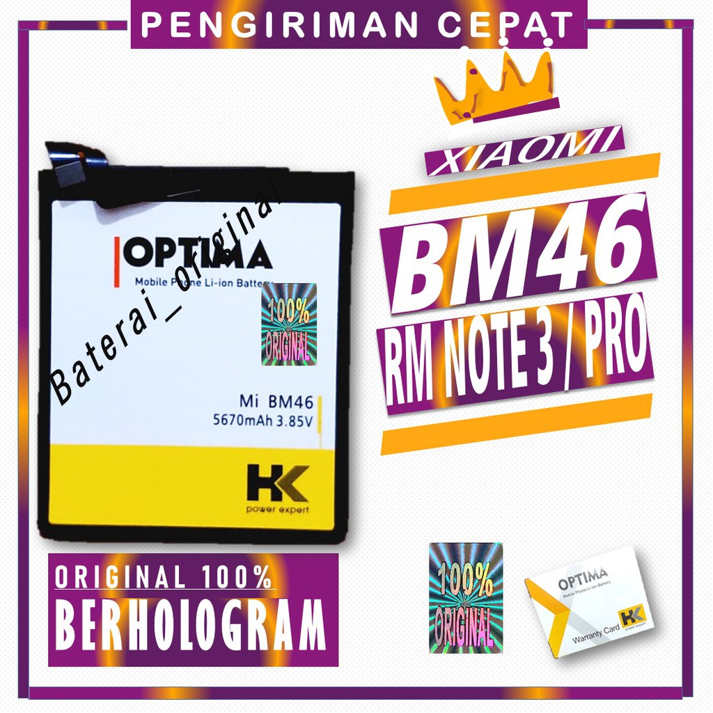 BA HK BM46 BATERAI XIAOMI REDMI NT 3 PRO BM 46 DOBEL POWER HK