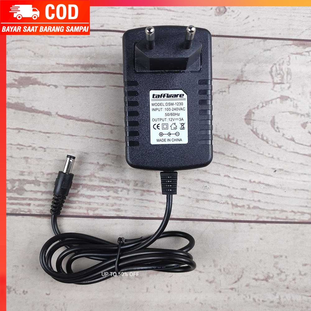 (100% BARANG ORI) Taffware Power Adaptor LED Strip DC12V 3A - DSM-1230