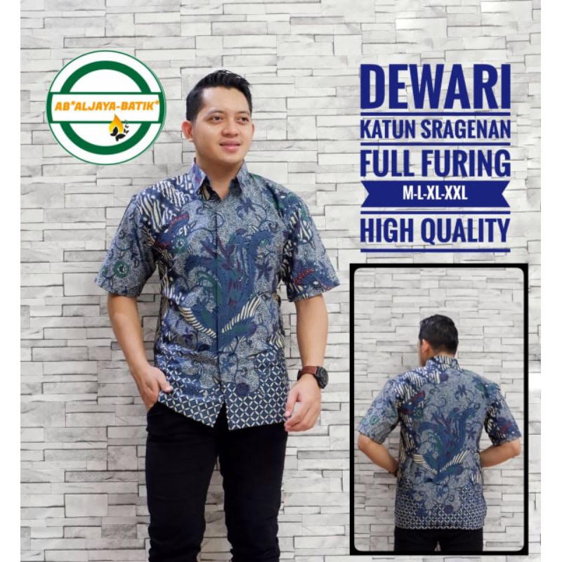 DEWARI BIRU kemeja Batik pendek modern Furing Primisima Aljaya