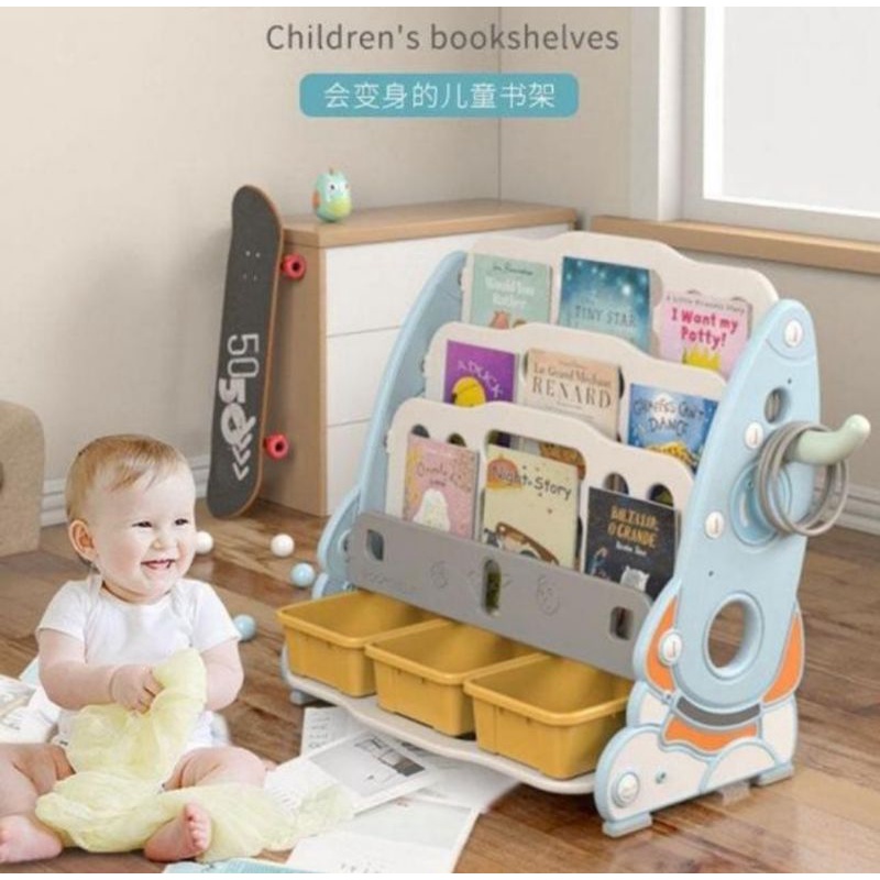 Rak Buku Anak 4 Susun Plus 3 Box Laci Rak Buku Susun