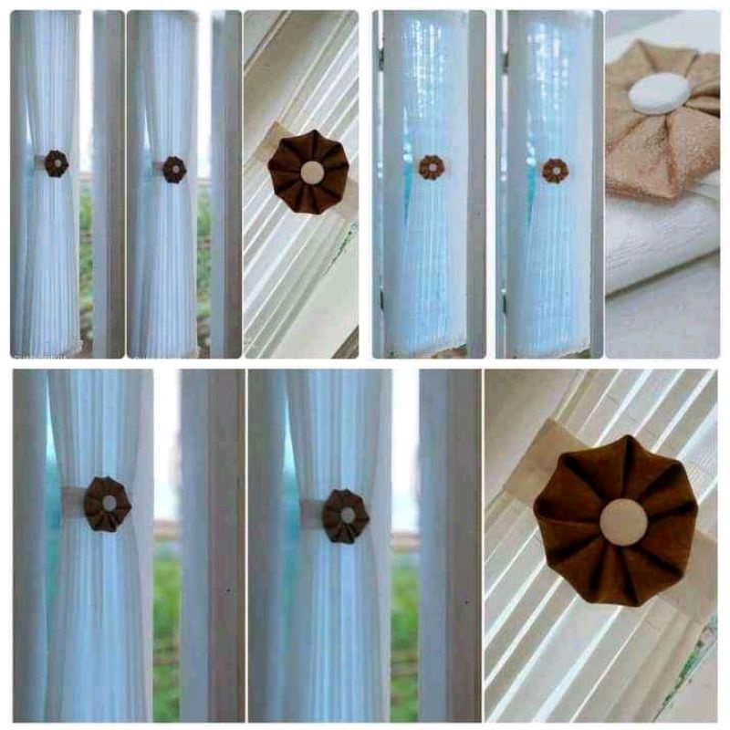 Gorden vitrase Model vita/kupu kupu lebar 50 x T 100-250cm Hordeng jendela model ikat tengah