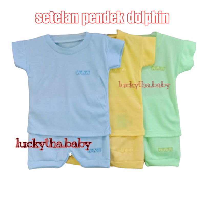 3pcs_ Setelan Dolphin Pendek _ Setelan bayi polos merk dolphin - baju harian anak polos