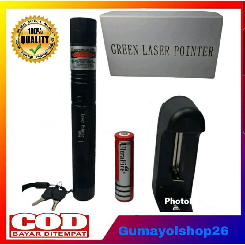 Laser Pointer 303 Jarak Jauh 8000m Green Lampu Hijau Pointer 303 Lonh Distance