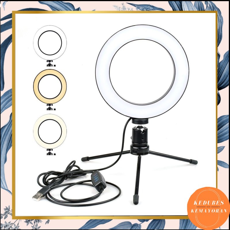 Lampu Ring Light + Tripod 16CM Fotografi Studio Led Video Ringlight  Lampu Lingkaran [KK]