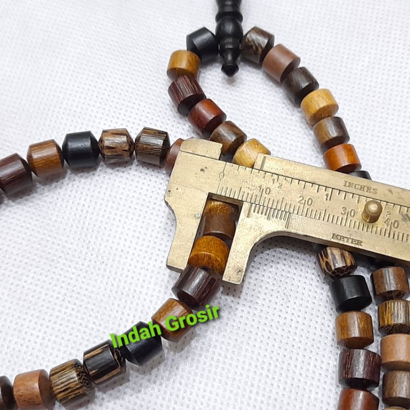 Tasbih Kayu Bertuah Combinasi 9 Jenis Kayu Model Marjan 99butir 8mm Asli Natural