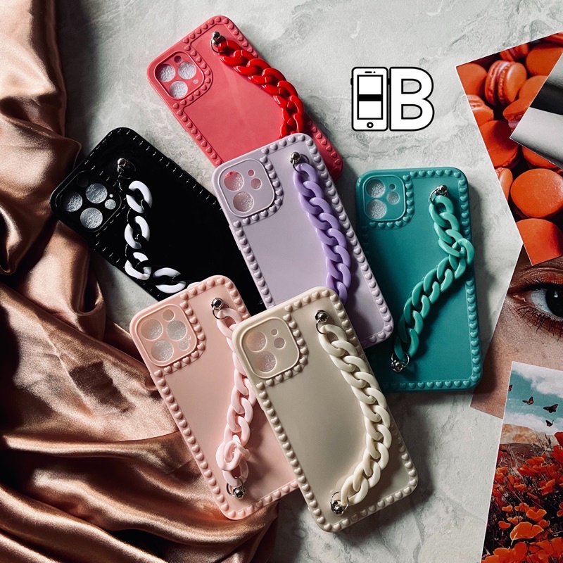 Soft Case Heart Frame Chain Colorful Glossy Case iPhone 7 7+ 8 8+ X XR XS 11 12 PRO MAX