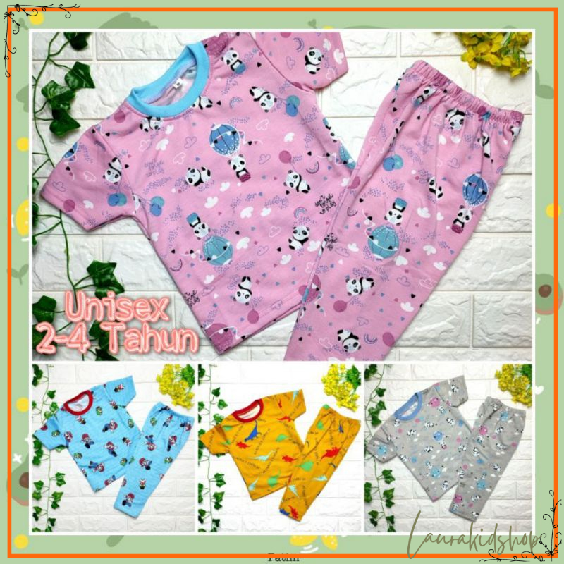 Setelan Anak Perempuan Laki-Laki 2-4 Tahun Motif Printing