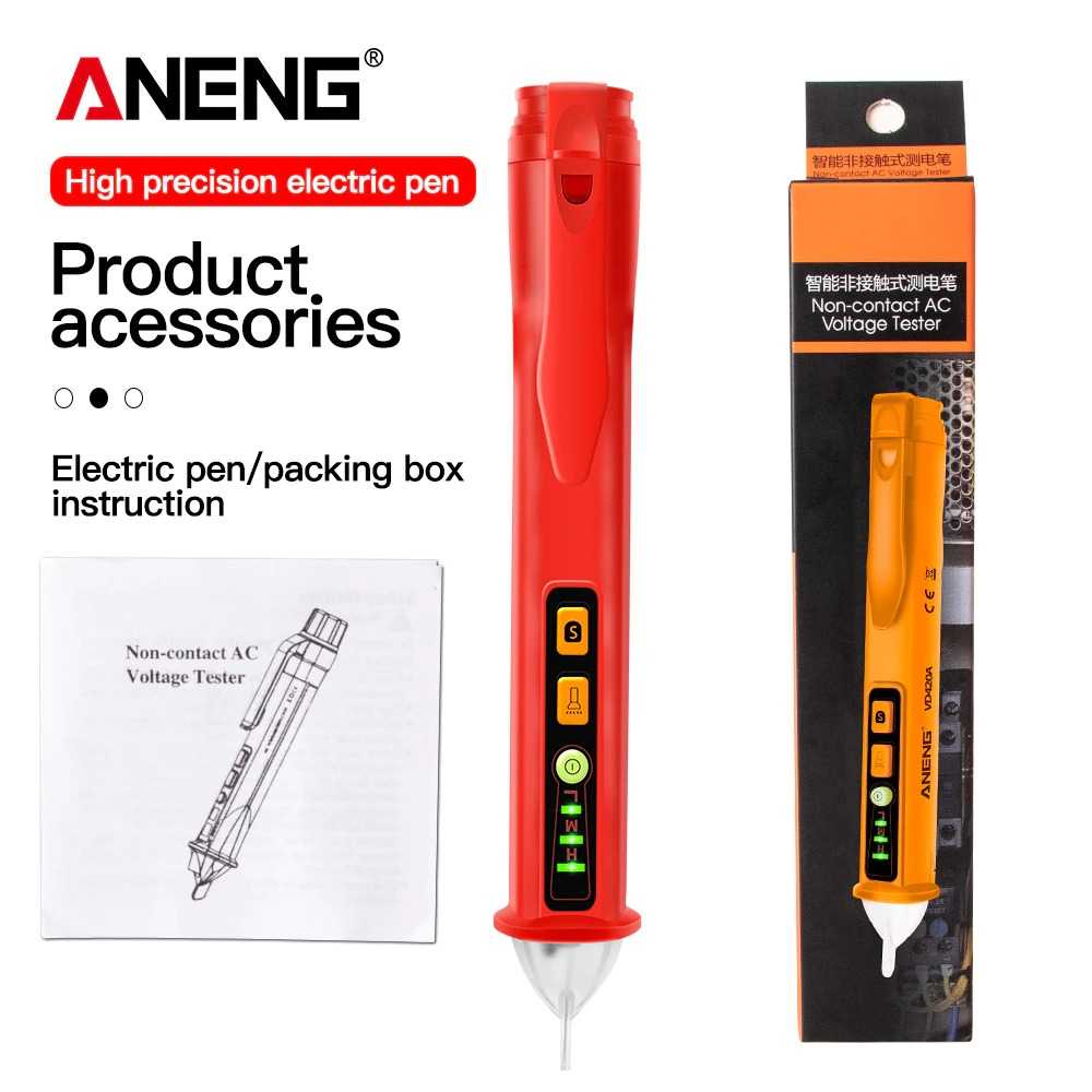 Tester Pen Non Contact AC Voltage Detector 12 - 1000 V Pena Tampilan LED Anti Kesetrum Desain Kecil Portable Berkualitas