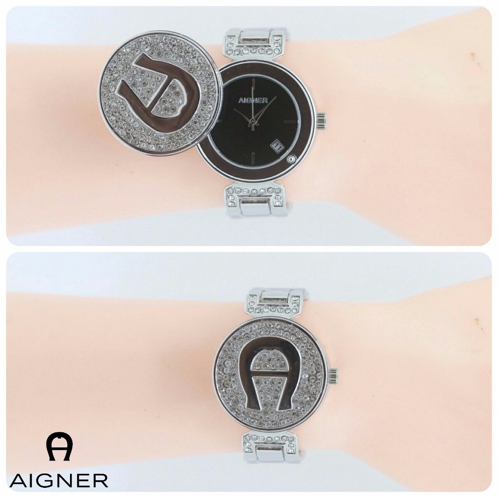 Jam Aigner Wanita: Jam Tangan Wanita Cewek Murah Aigner SK500 Rantai Silver Black B_SWH