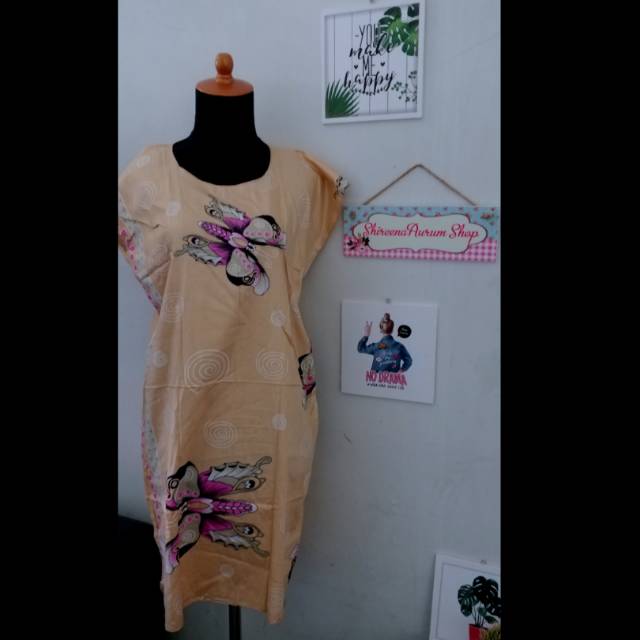 Daster Katun Rayon (panjang Selutut) motif Butterfly