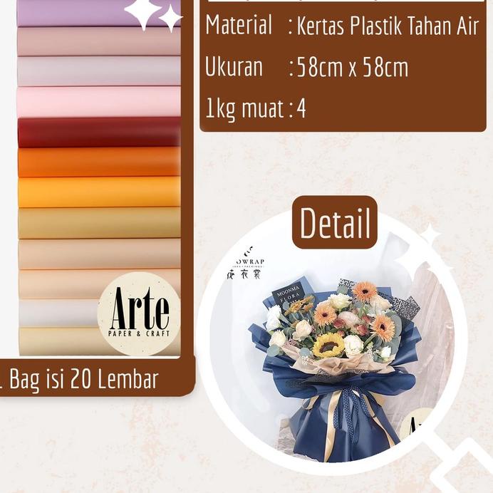 

♚ 20 Lembar Cellophane Solid Matte Kertas Buket Korea Bunga Flower Wrapping Bouquet Paper Kado Murah Arte Grosir Jakarta P.HX-001 ֍