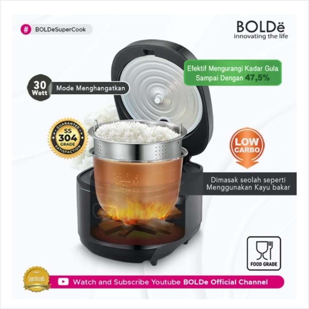 BOLDe Rice Cooker Magic Com Digital Super Cook Less Sugar FIREWOOD Kapasitas 2 Liter