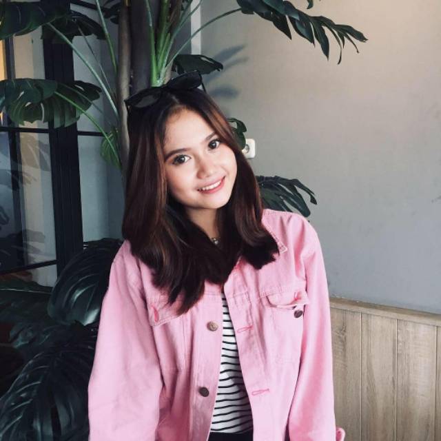 Jaket Jeans Oversize Wanita / Jaket Denim Cewe Oversize - Pink