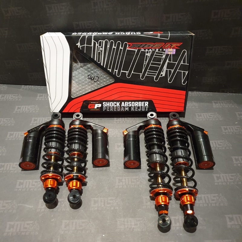 Shockbreaker Shock Belakang Tabung Ride It GP Premium Double Click 280mm 340mm Black Orange