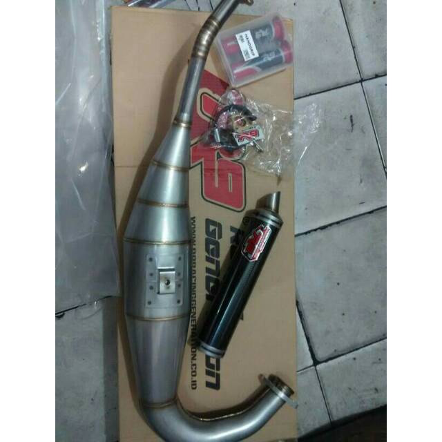 Knalpot racing R9 new mugello black carbon ninja 150 R RR