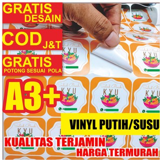  CETAK  POTONG A3 STIKER  VINYL  PUTIH LOGO KEMASAN BOTOL 