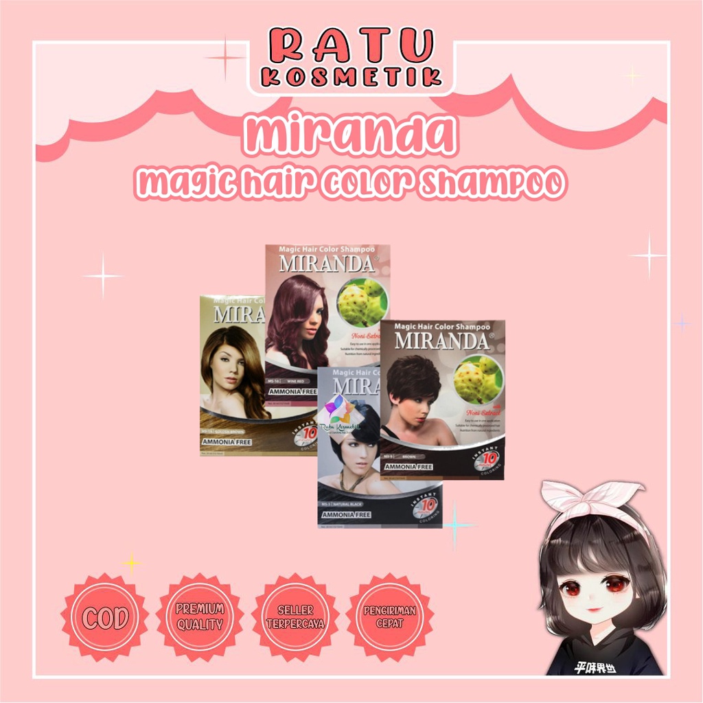 ❤ RATU ❤ Miranda Magic Hair Color Shampoo | hair color shampo Herbal | Hair color Herbal BPOM✔️