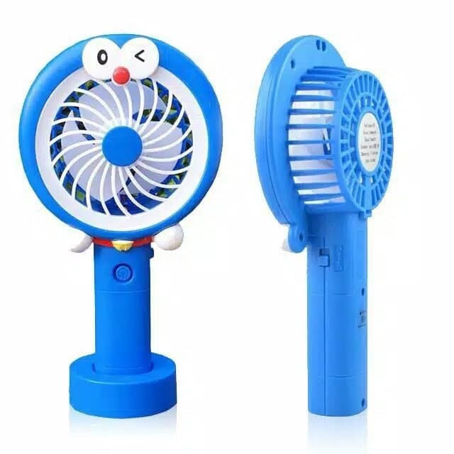 DORAEMON KIPAS ANGIN PORTABLE / STANDING MINI FAN LAMPU LED KARAKTER TANCAP GENGGAM