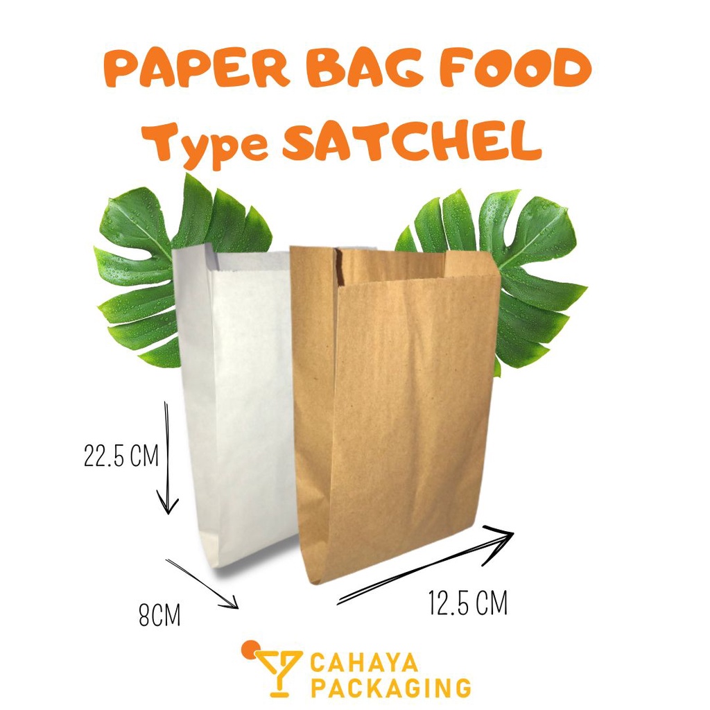 PAPER BAG FOOD Type SATCHEL COKLAT PUTIH / PAPER BAG