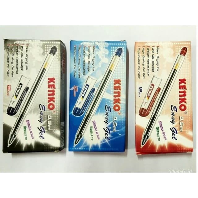 pulpen kenko 0.5mm bolpoint warna hitam, merah dan biru