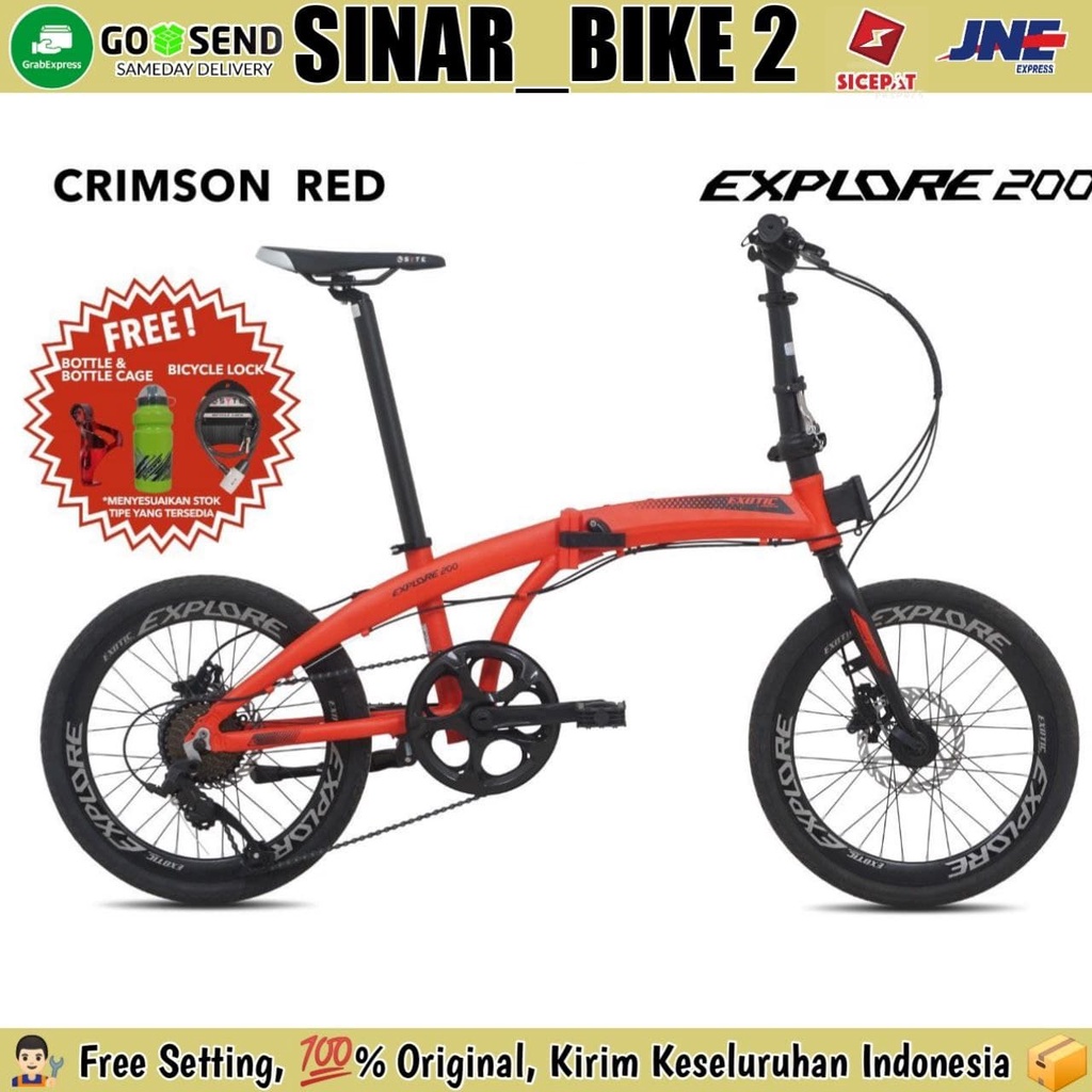 Sepeda Lipat 20 Inch Exotic Explore 200 Alloy 9 Speed Hidrolik