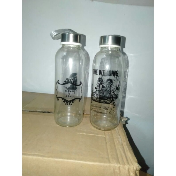 botol kaca bening + sablon / Souvenir botol kaca +sablon