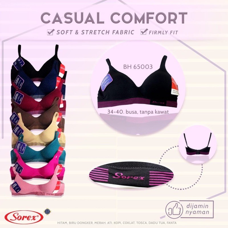 BH | Bra SOREX Casual Comfort 65003 Tanpa Kawat dan Busa Tipis