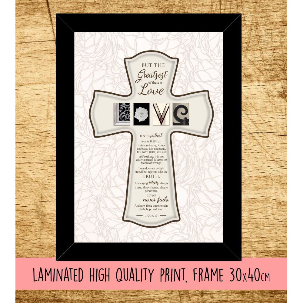 Hiasan Dinding Dekorasi Pajangan Kristen Love Salib, Bible wall decor, Poster Kristen